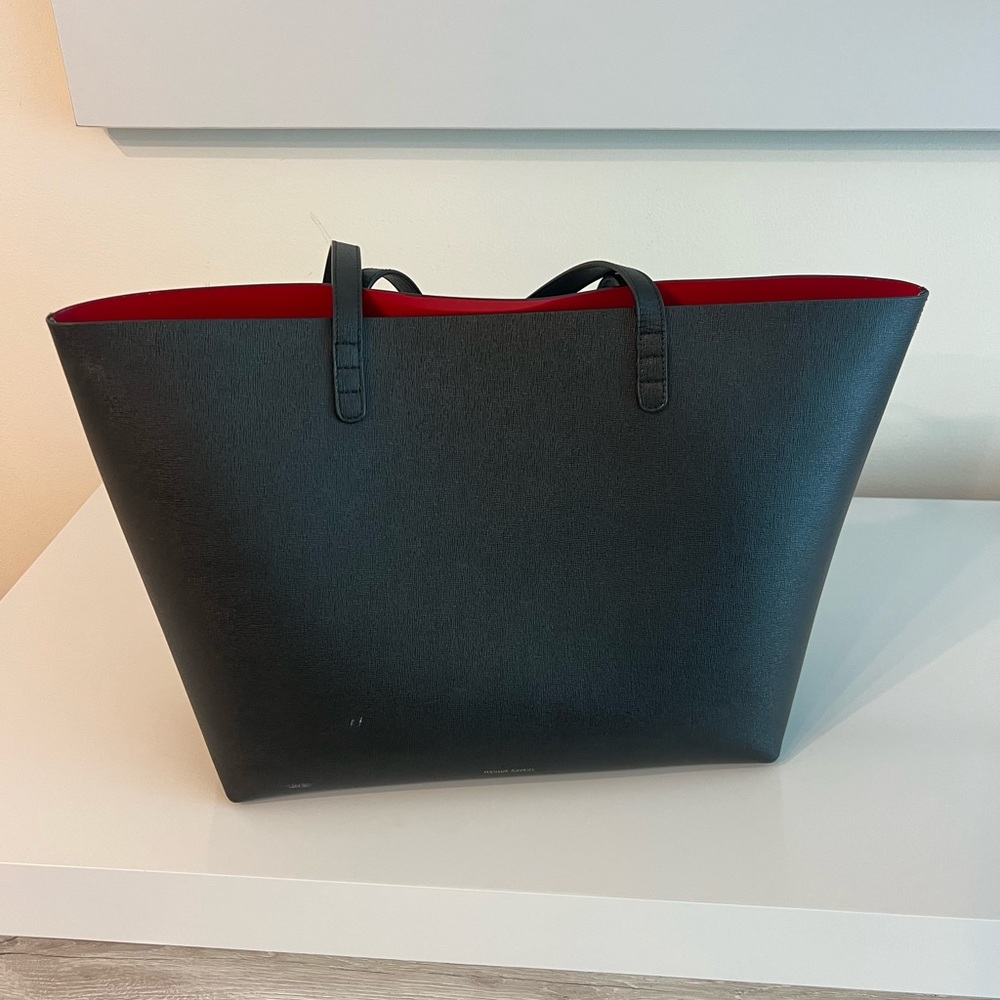Mansur Gavriel Black Tote Bag with Red Interior
